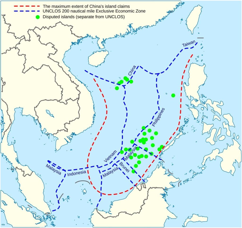 China's claims vs UNCLOS 200 Nautical Miles EEZ.